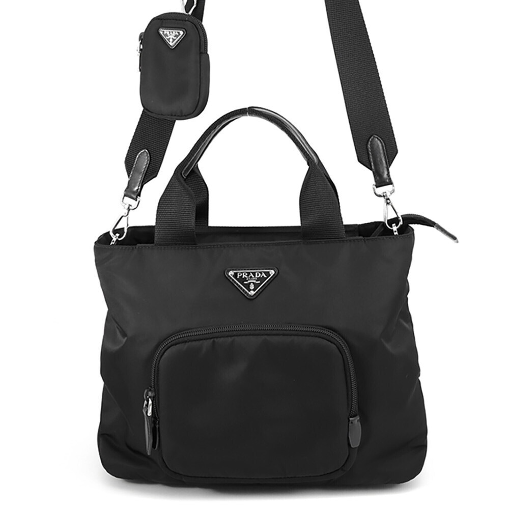Prada Re-Nylon Triangle Nylon Handbag 1BG354 PRADA Black 2-way
